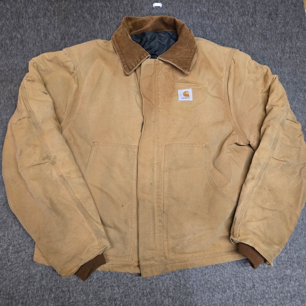 Vintage 90s Carhartt J02 BRN Jacket Mens L Arctic Quilt Lined Duck Traditional